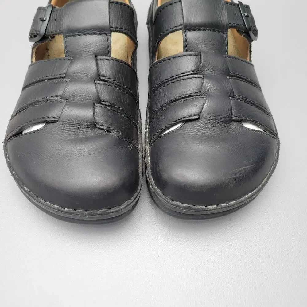 Birkenstock 42 Mens Closed Toe Fisherman Black Sandals Leather Size 9 US